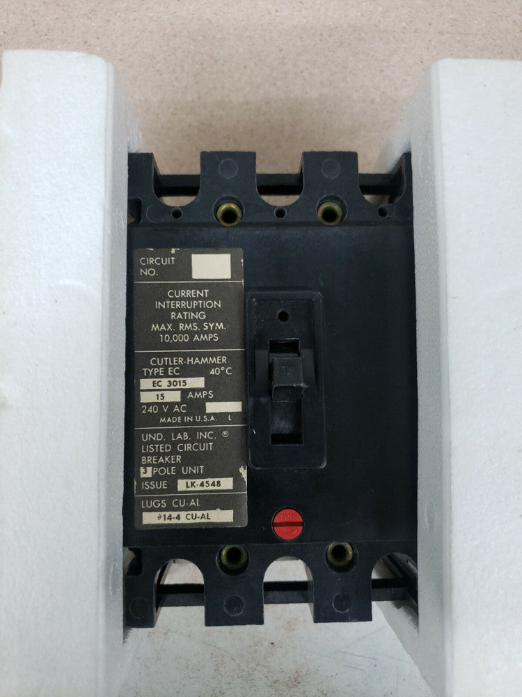 NNB EC3015 Cutler Hammer Circuit Breaker 3 Pole 15 Amp 240V