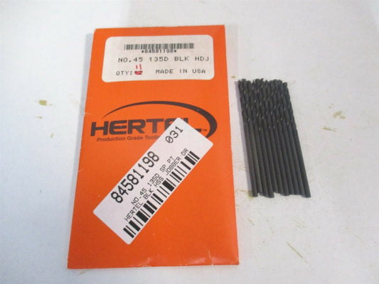 (8481198) #45 1-1/8" x 2-1/8" OAL 135° HSS Spiral Flute Jobber Drill - Qty 11