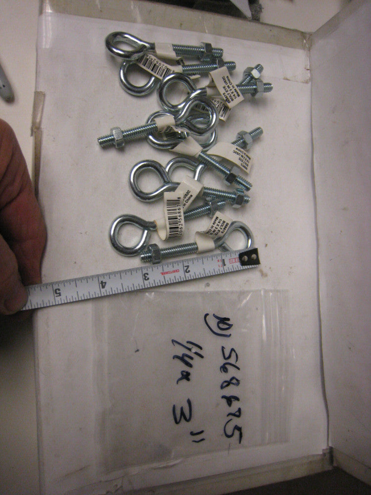 10 yes 10  -  Hardware House 568675Eye Bolt in Zinc, 1/4" x 3" WITH NUTS 