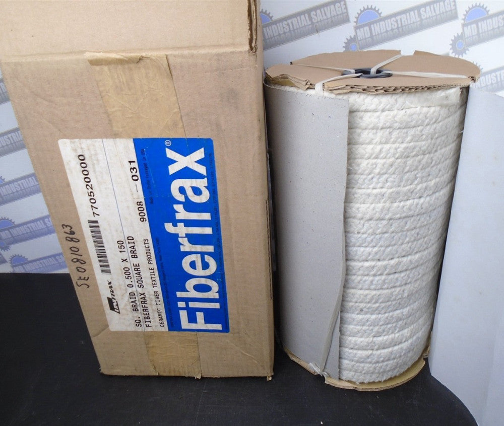 FIBERFRAX - High Temp CERAMIC SQUARE BRAID 770520000 - 1/2 in. 0.500 x 150ft NEW