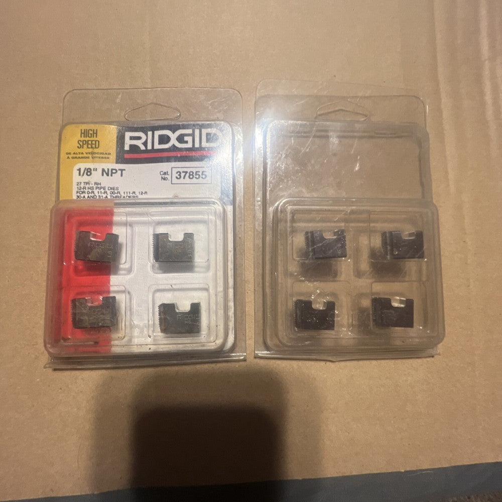 Lot Of 2 Acks Ridgid 37855 1/8" NPT 12R High Speed Pipe Die Set 27 TPI