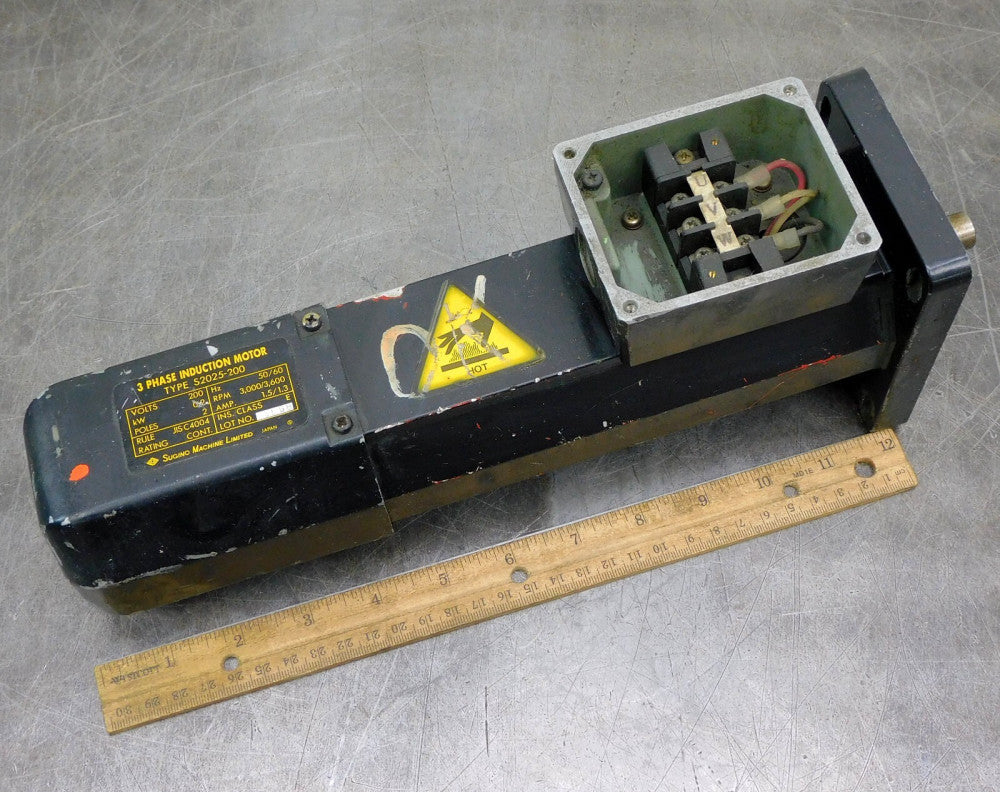 Sugino Machine S2025-200 Servo Motor 1/4 HP 2 Pole 3PH 3600 RPM 200V 1.5/1.3A