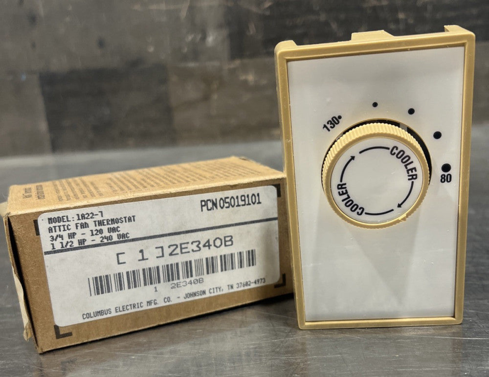 Columbus Electric 1A22-7 Attic Fan Thermostat 3/4HP@125V Nos Surplus