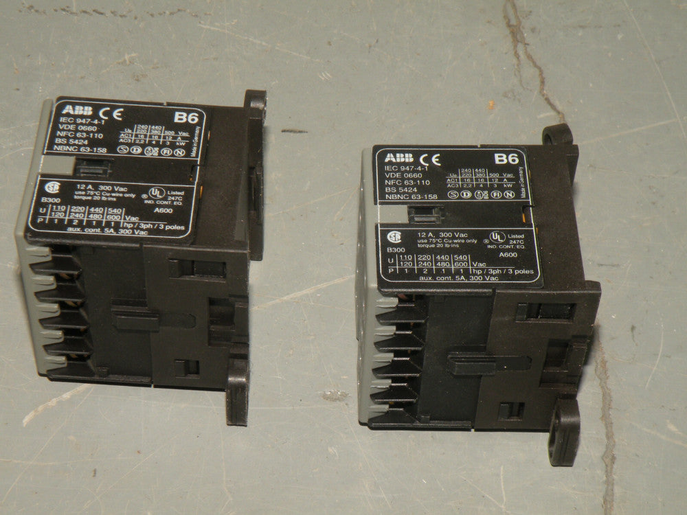 (1) ABB CONTROL B6-30-01 Contactor Power Switch 12A 300V AC