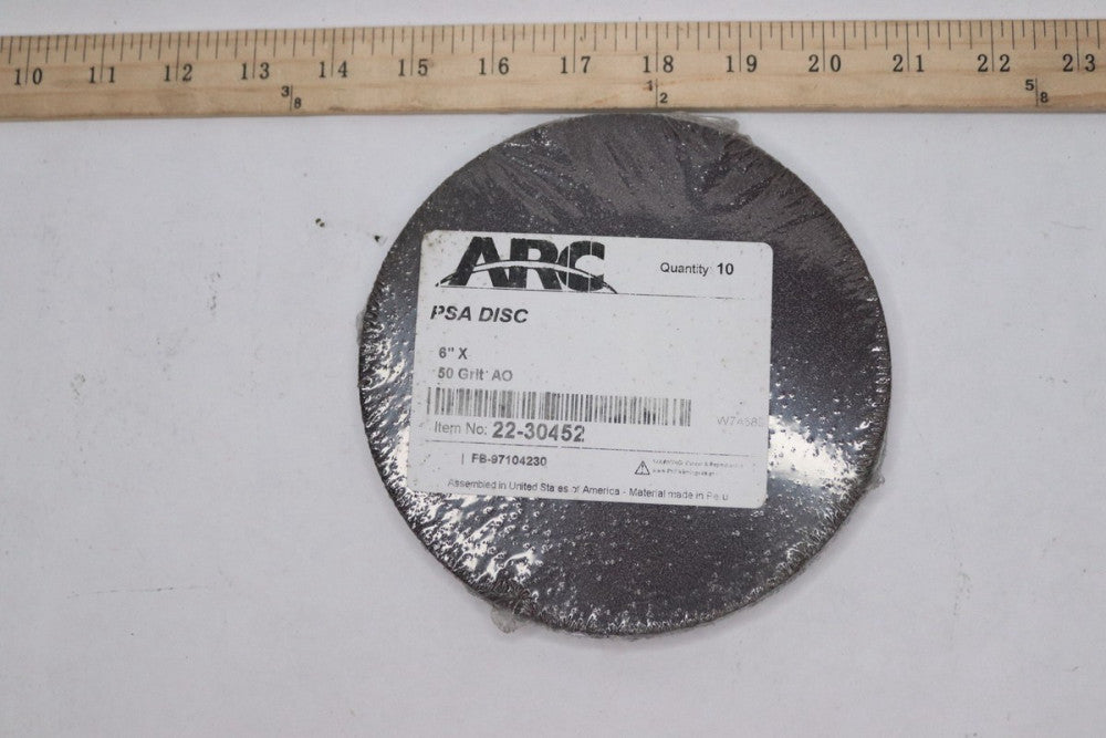 (10-Pk) Arc Abrasives PSA Sanding Disc Coarse Aluminum Oxide 50-Grit 6"