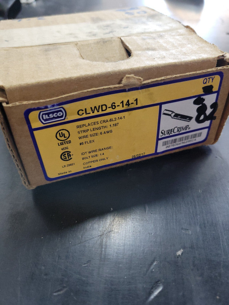 New Box of 82 ILSCO CLWD-6-14-1  2-Hole Compression Lug Blue Die 24.