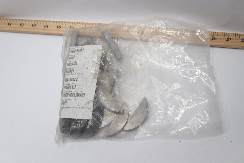 (20-Pk) Woodruff Machine Key Carbon Steel Plain 3/8" x 2-3/4" WKC-00T