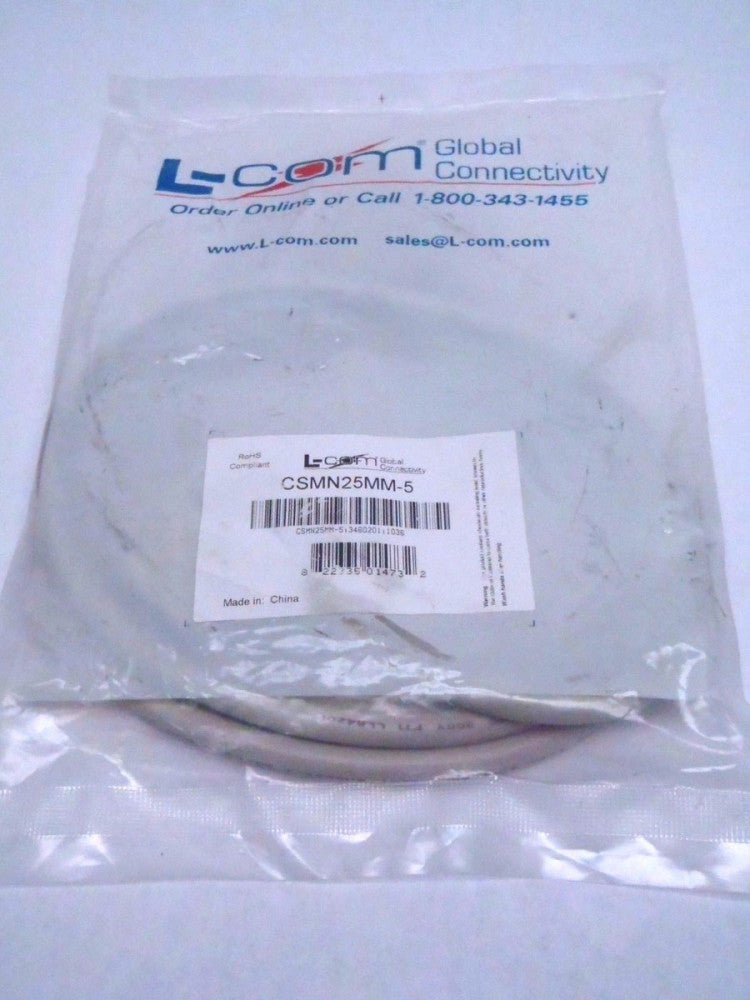 L-COM CSMN25MM-5 Deluxe Molded D-Sub Cable, DB25 Male / Male, 5.0 ft