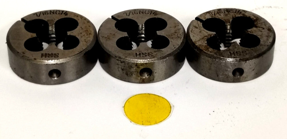 UNBRANDED 7/16" NC14 STEEL THREADING DIE TOOL ****LOT OF 3****