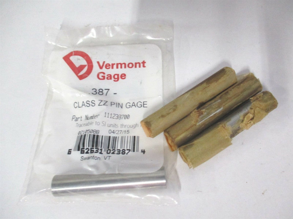 Vermont Gage (111238700) 0.387" Diam Class ZZ Minus Plug & Pin Gage - Lot of 4