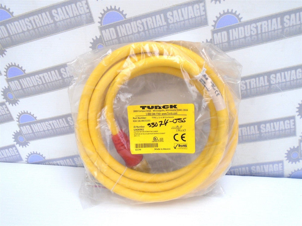 TURCK - RSM 106-4M/S1055 - 4M(13ft) - 600V - 1-1/8" Male 10-Pin to Bare Wire NEW