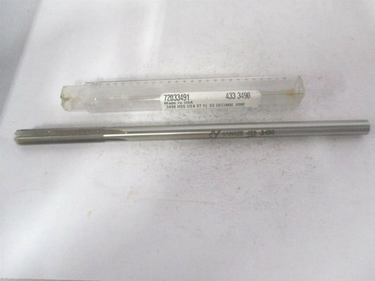 (433-0.3490) 0.349" x 1-3/4" x 7" 6-Flute Straight Shank HSS Chucking Reamer 