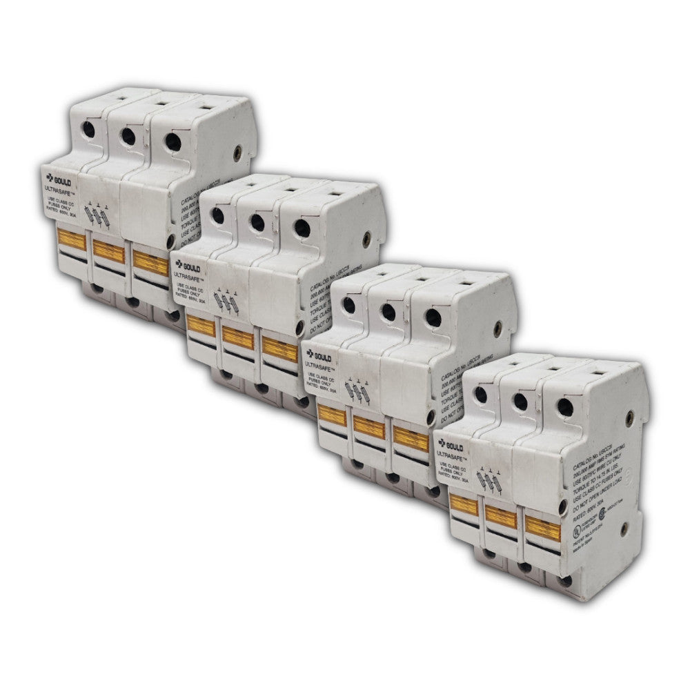 GOULD ULTRASAFE FUSE HOLDERS USCC3I (LOT OF 4) 600V 30-AMP CLASS CC FUSES