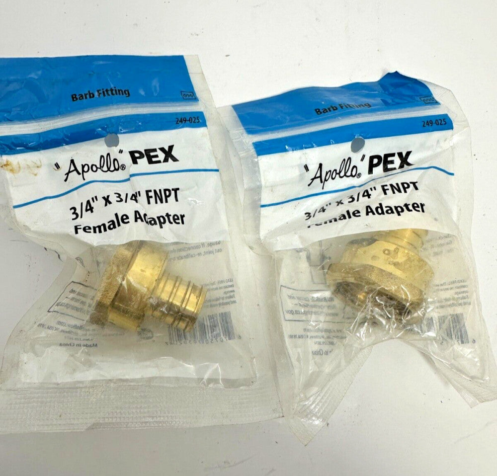2pc Apollo PEX Barb Fitting 3/4" x 3/4" FNPT Female Adapter 249-025