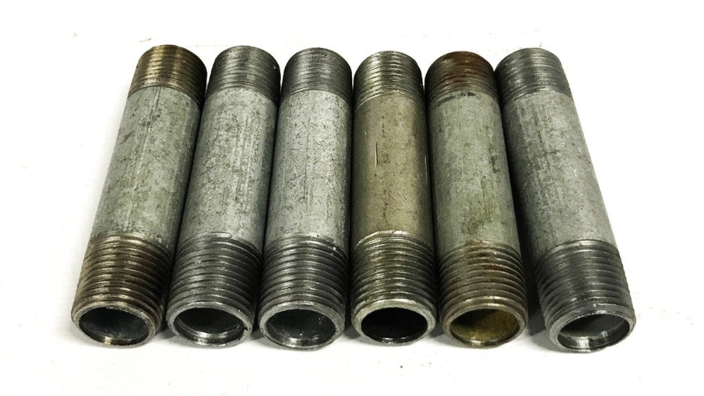 Unbranded 1/2 inch x 3-1/2 inch Galvanized Steel Conduit Nipple [Lot of 6] NOS