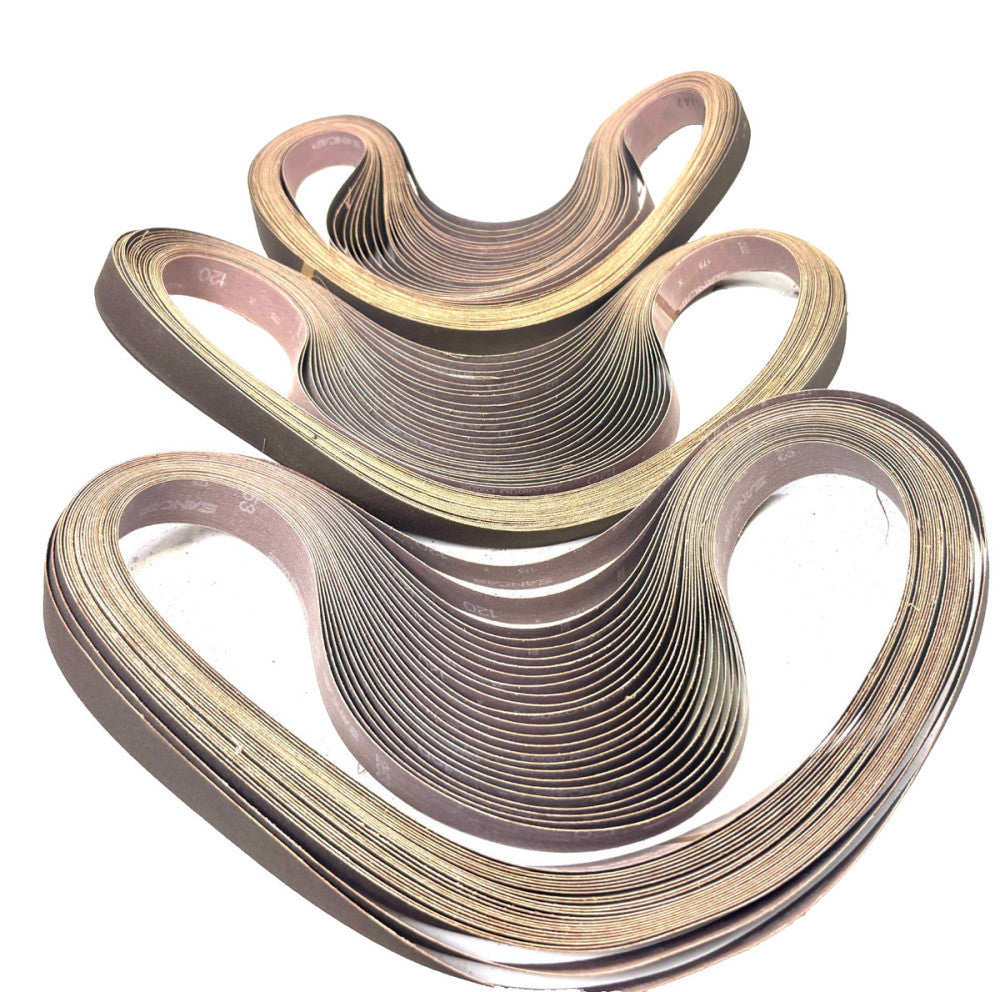 SANCAP ALUMINUM OXIDE, SANDING BELTS, 17500120, 120X GRIT, SIZE 1 X 42 LOT OF 75