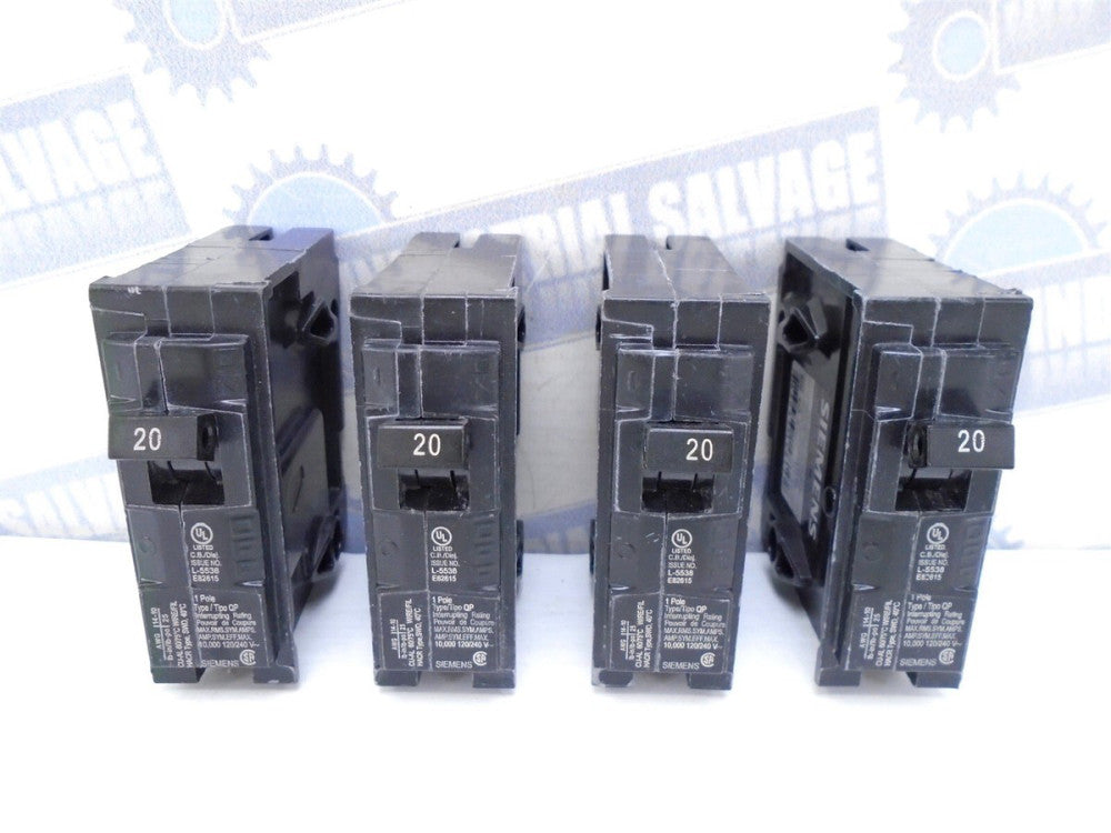 (4 Pcs) SIEMENS - Q120 - 20A BREAKER 120/240, 1P, 10kAIC at 120V (NEW)