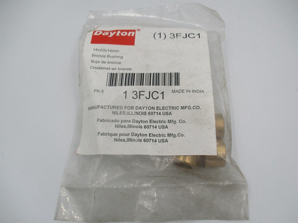 (3FJC1) 14mm x 14mm Bronze SAE 660 Metric Sleeve Bearing - Pack of 5