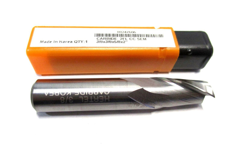 NEW (88247606) 3/8" x 3/8" x 5/8" x 2" 2-Flute CC SE RH Carbide Square End Mill