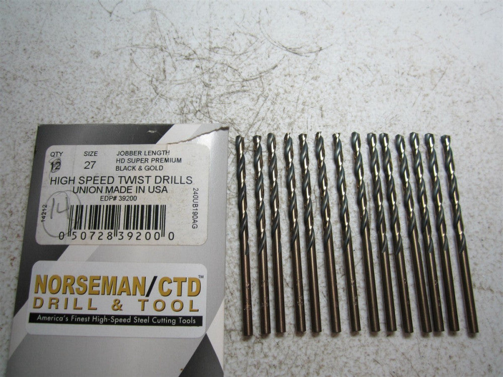 Norseman / CTD (39200) Size 27 135° HSS Jobber Length Twist Drill - Pack of 14
