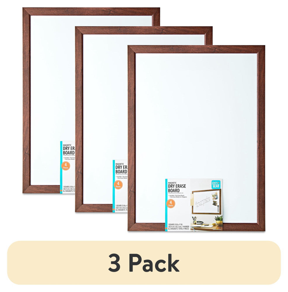 (3 pack) Wood Magnetic Dry Erase Whiteboard, 17" x 23"