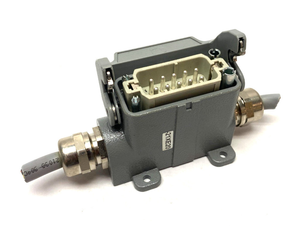 Harting 19200100290 Han 10A-HSM-HC 1 Lever 2xM20 Connector w/ Frame & Inserts