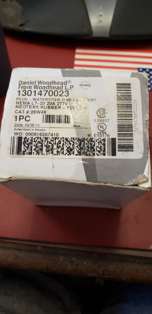 Woodhead 26W49 / Molex 1301470023 L7-20 20A 277V Watertite Plug w/ Locking Blade