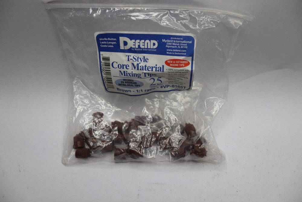 (25-Pk) Defend Regular T-Mix Core Material Mixing Tips Brown VP-8165T