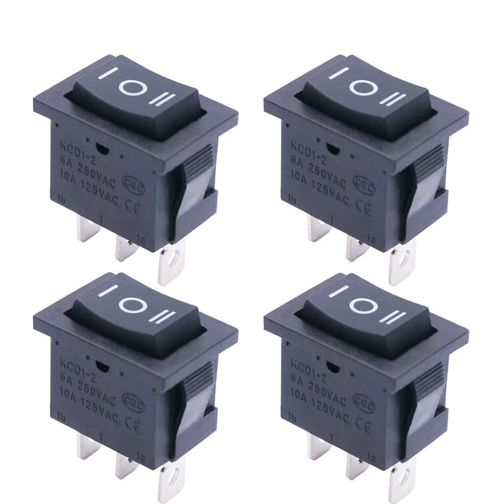 TWTADE / 4Pcs Square Momentary Rocker Switch (ON)-Off-(ON) SPDT 3 Pin 3 Posit...