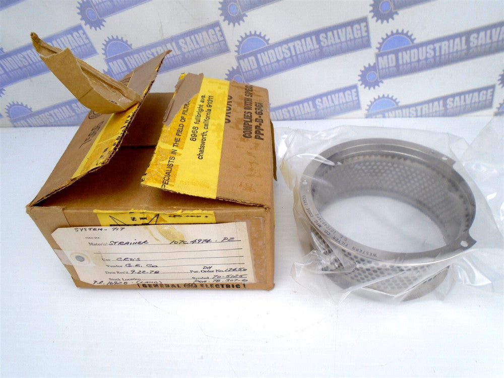 WESTERN FILTER Co. GE - 107C4974P2 - Stainless Wire Strainer 4.25 x 2.25 (NEW)