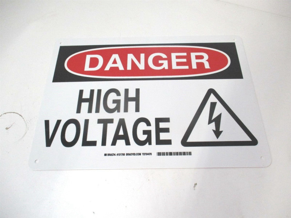 Brady (131700) 10" x 14" Danger High Voltage Plastic Sign with Mounting Holes 