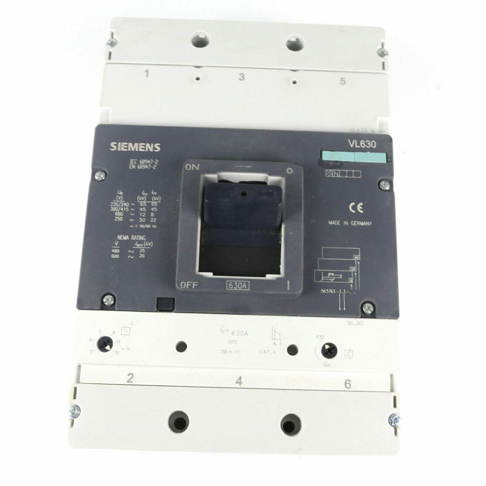 NEW SIEMENS 3VL5763-1DC36-0AA0 CIRCUIT BREAKER VL630 690V 630 A