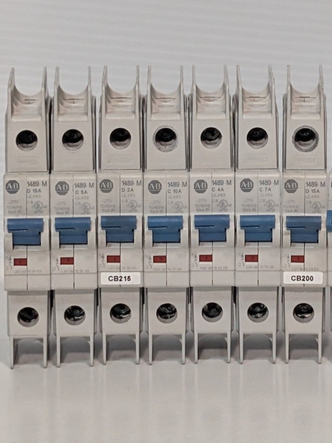 Mixed Lot of 7 Allen-Bradley 1489-M Single Pole Miniature Circuit Breakers