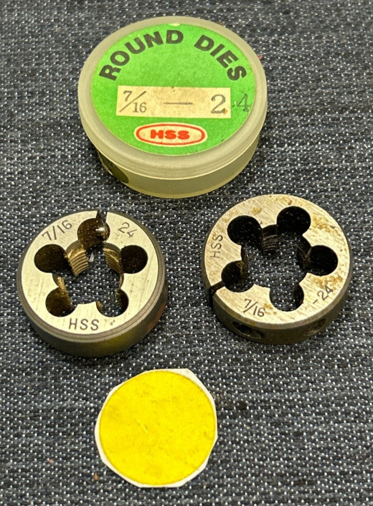 UNBRANDED HSS  ADJUSTABLE ROUND SPLIT DIE  7/16-24  LOT OF 2