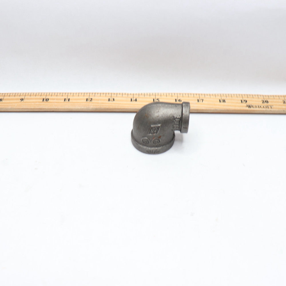 SCI 90 Degree Threaded Reducing Elbow Black Malleable Iron 1" x 1/2"