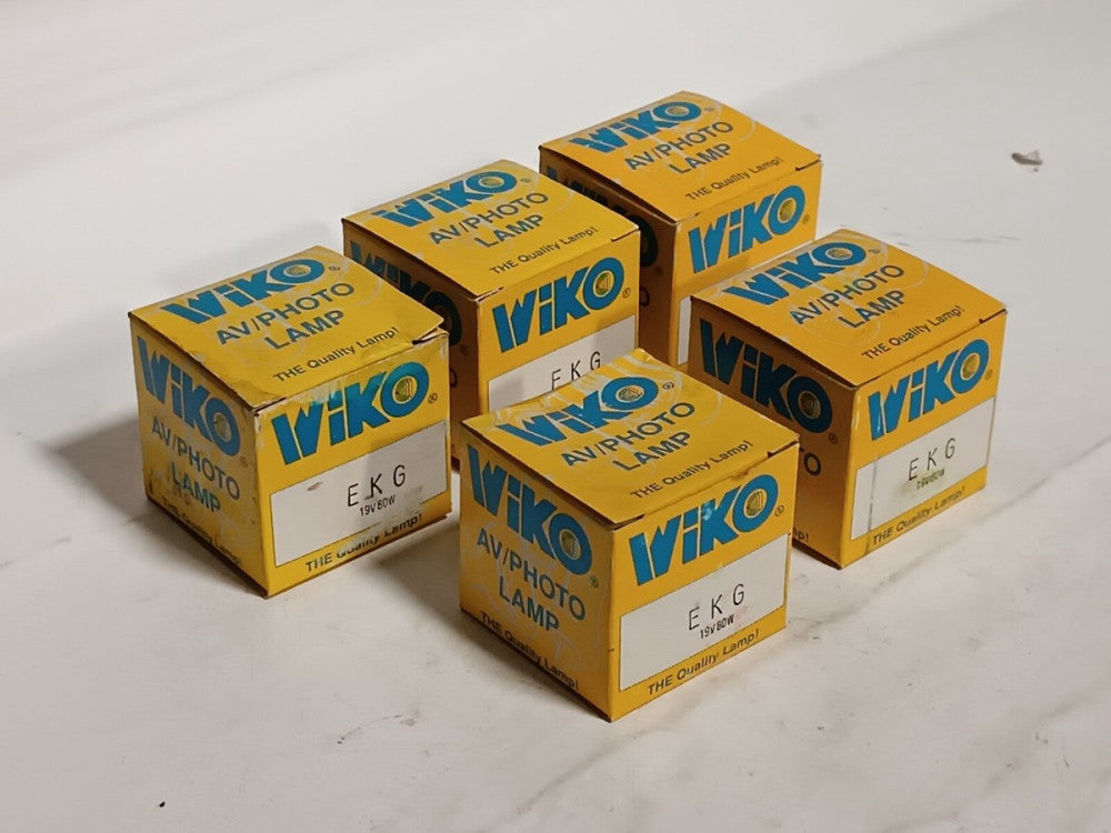 Lot of 5 WiKO EKG AV Photo Lamps Lightbulbs, 19 Volt, 80 Watt, in Original Boxes