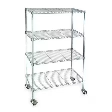 Zoro Select 3Tpc2 Wire Cart, 4 Shelf, Zinc,36X18x67 In.