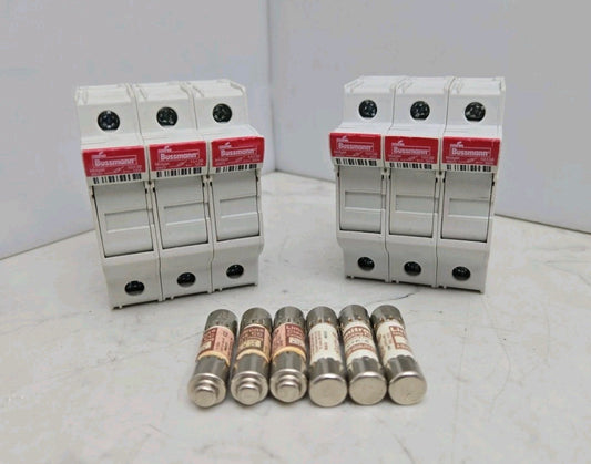2 Pk Cooper Bussmann CHM3DU 32A 600V Midget CHM 3DU Fuse Holder 3 Pole w/ Fuses