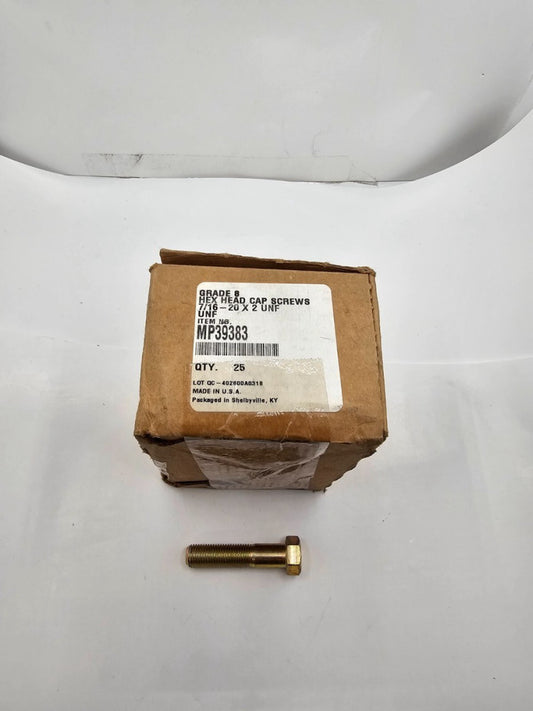 (25 pieces) MP39383 Hex Head Cap Screws Grade 8 Yellow Zinc 7/16"-20 x 2" UNF