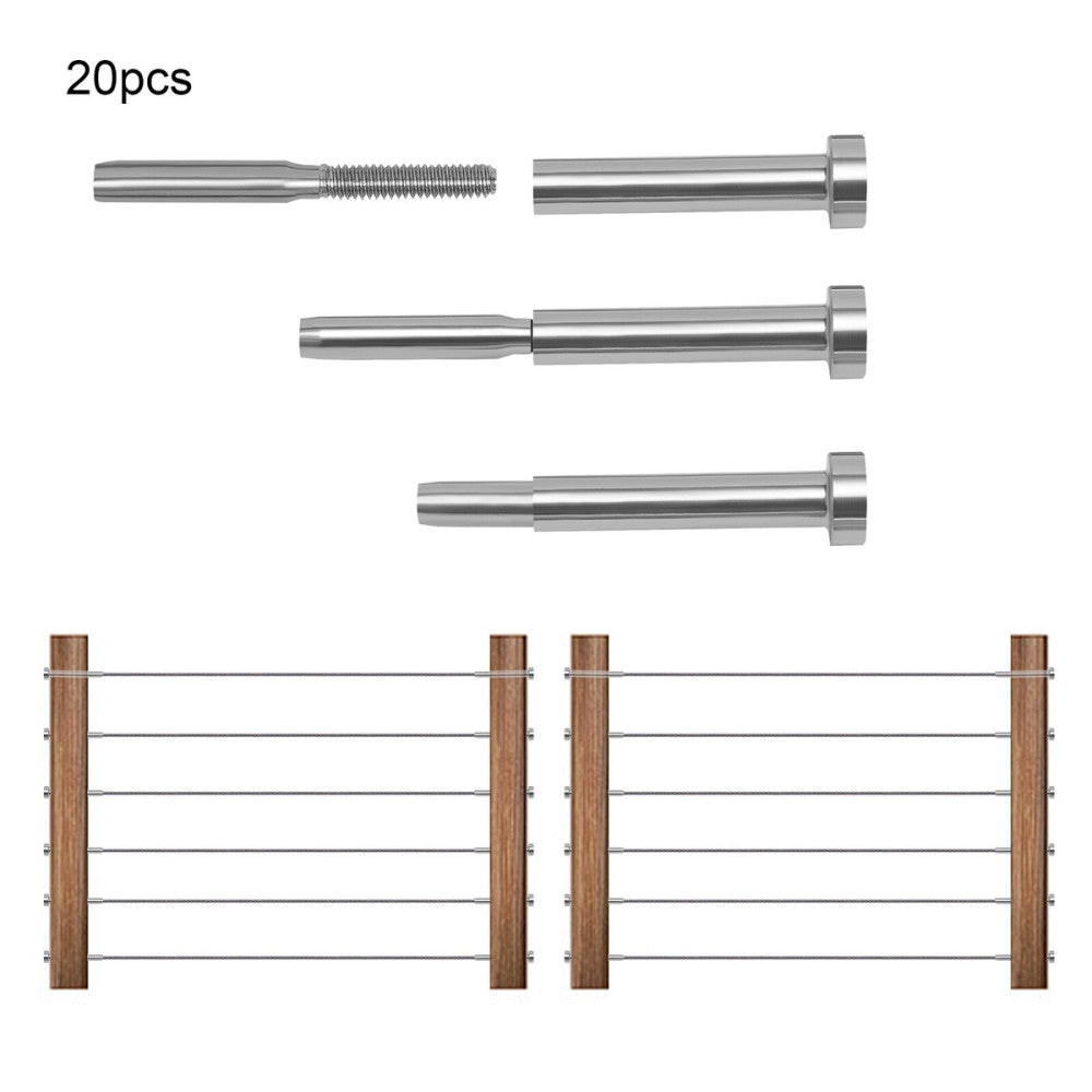 20Pcs T316 Stainless Steel Cable Railing Hardware Kit For 3/16" Wire Rope Cables