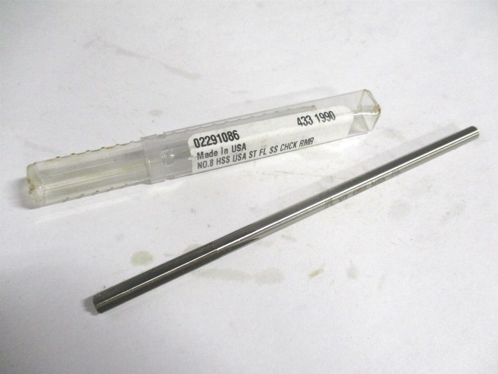 (433-0.1990) #8 1-1/4" x 5" OAL Straight Flute HSS 6-Flute Chucking Reamer 
