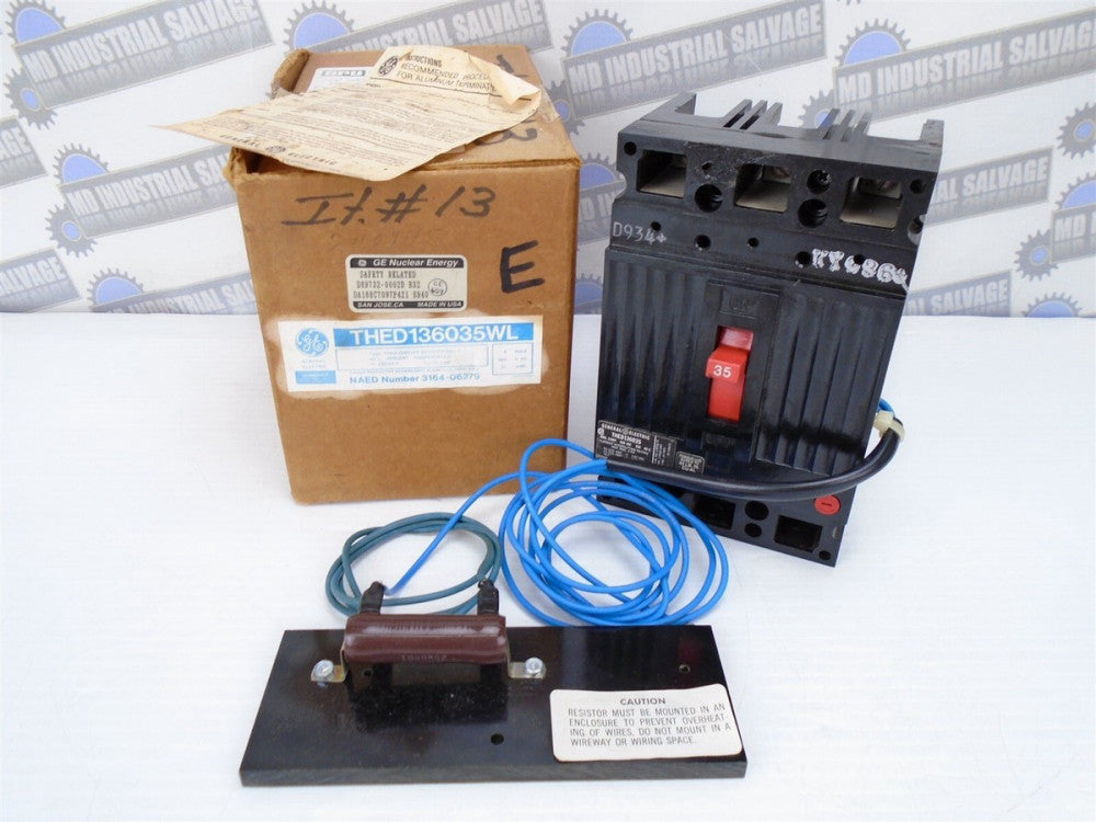 GE - THED136035WL -35A, 3 Pole, 240-600 VAC - w/EXTERNAL RESISTOR 20k Ω 25W