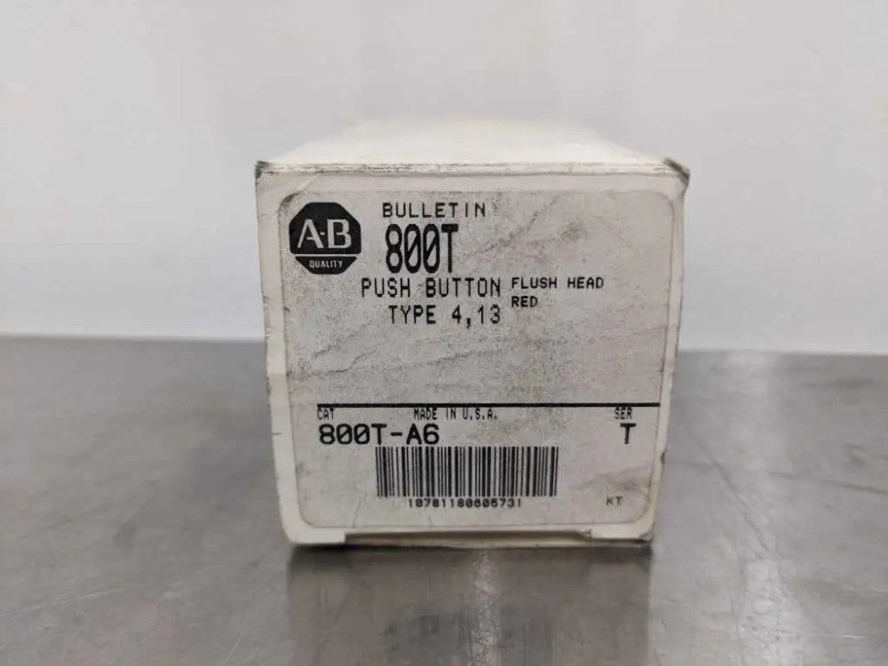 Allen-Bradley 800T-A6 Flush Head Red Pushbutton NEMA Type 4, 13