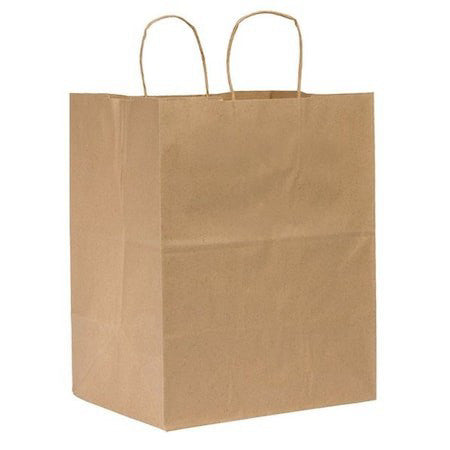Zoro Select 87415 Regal Brown Shopping Bag Flat Bottom, Twist Handle, Pk200