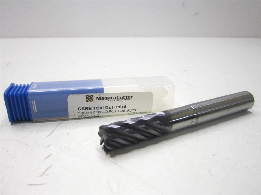 Niagara Cutter SN638R.500E2R060.0Z6 1/2x1/2x1-1/8x4 Solid Carbide 6F RH End Mill