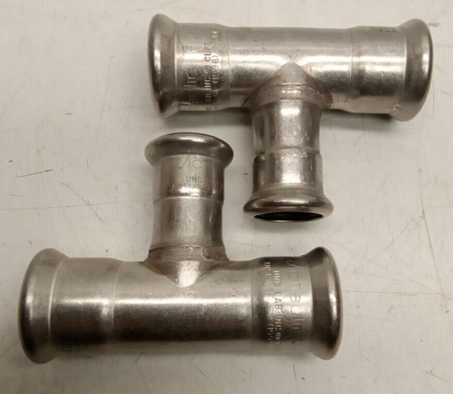 Victaulic 3/4"-3/4"-1/2" Vic-Press Stainless Tee (Lot Of 2)