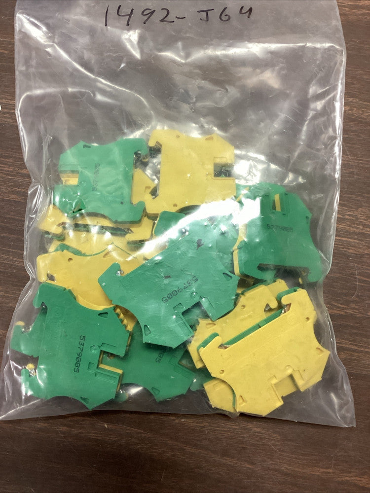 Lot of 20 Allen Bradley AB 1492-JG6 Terminal Blocks 6mm Green Yellow