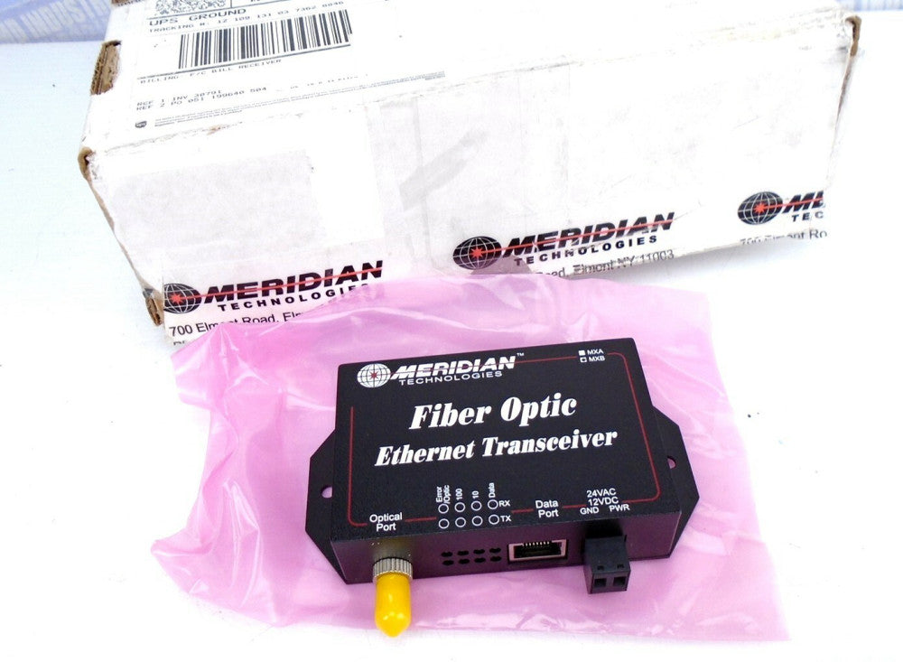 MERIDIAN - MXB-1R-2 - FIBER OPTIC ETHERNET TRANSCIEVER (NEW in BOX)