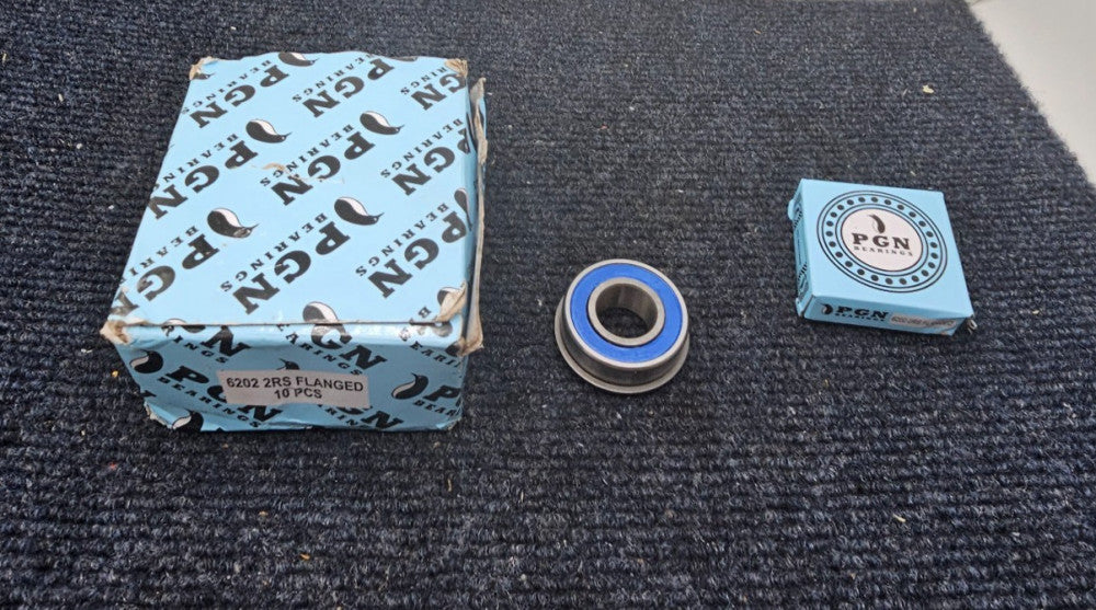 (QTY 10) PGN 6202-2RS: Bearing Lubricated Chrome Steel Sealed Ball Bearing