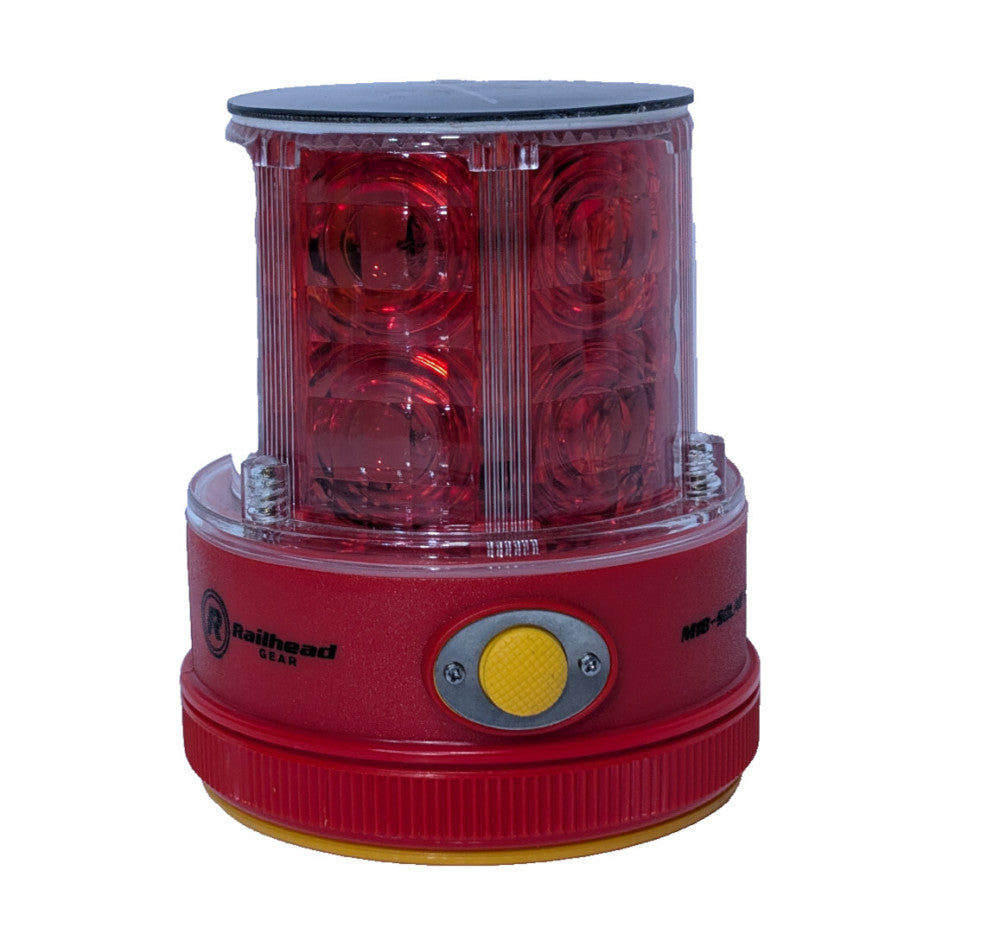 Railhead Gear M18-Solar-R Red Rechargeable Safety Caution Warning Light Lamp